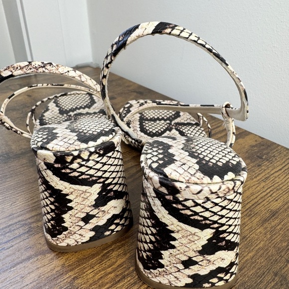 Zara Faux Leather Snake Print Heeled Sandals - Picture 5 of 10